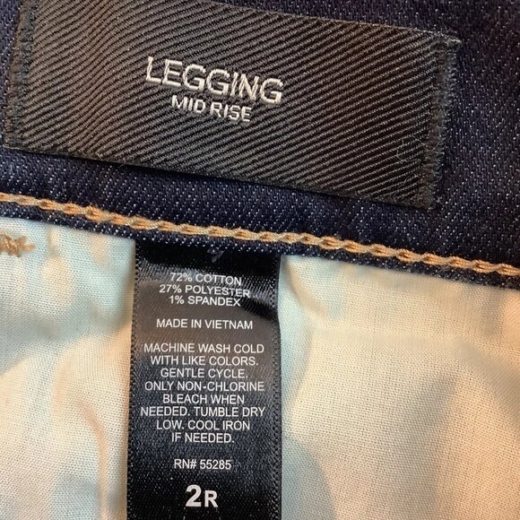 Express Legging Distressed Jeans Mid-Rise Blue Denim Stretch Size 2R - Picture 11 of 12